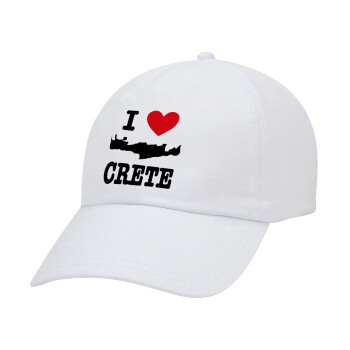 I Love Crete, Καπέλο Baseball Λευκό (5-φύλλο, unisex)