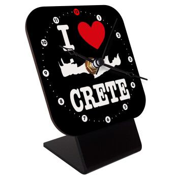 I Love Crete, Quartz Wooden table clock with hands (10cm)