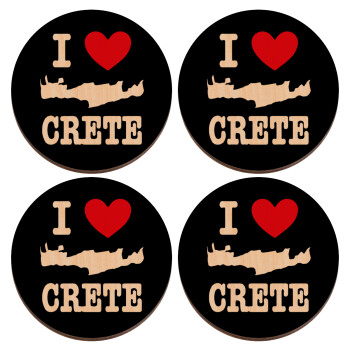 I Love Crete, ΣΕΤ x4 Σουβέρ ξύλινα στρογγυλά plywood (9cm)