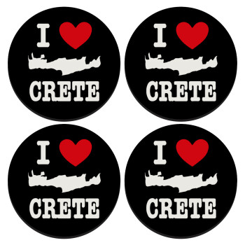 I Love Crete, SET of 4 round wooden coasters (9cm)