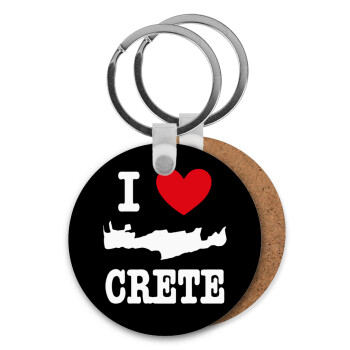 I Love Crete, Μπρελόκ Ξύλινο στρογγυλό MDF Φ5cm