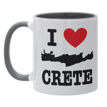 I Love Crete, Κούπα χρωματιστή γκρι, κεραμική, 330ml