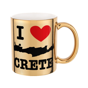 I Love Crete, Mug ceramic, gold mirror, 330ml