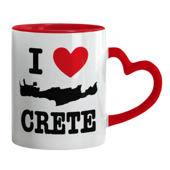 I Love Crete, Mug heart red handle, ceramic, 330ml