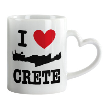 I Love Crete, Κούπα καρδιά χερούλι λευκή, κεραμική, 330ml