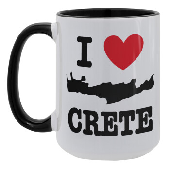 I Love Crete, Κούπα Mega 15oz, κεραμική Μαύρη, 450ml