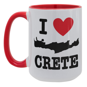 I Love Crete, Κούπα Mega 15oz, κεραμική Κόκκινη, 450ml