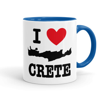 I Love Crete, Κούπα χρωματιστή μπλε, κεραμική, 330ml