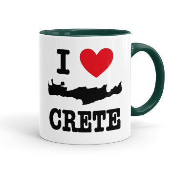 I Love Crete, Κούπα χρωματιστή πράσινη, κεραμική, 330ml