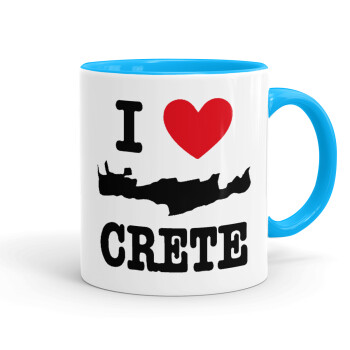 I Love Crete, Κούπα χρωματιστή γαλάζια, κεραμική, 330ml