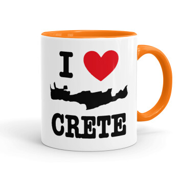 I Love Crete, Κούπα χρωματιστή πορτοκαλί, κεραμική, 330ml