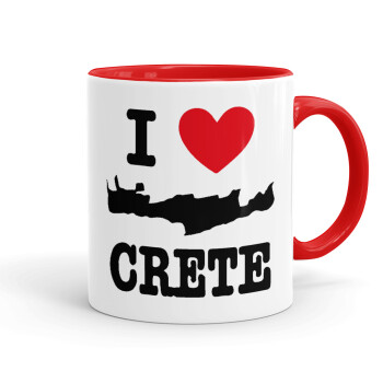 I Love Crete, Κούπα χρωματιστή κόκκινη, κεραμική, 330ml