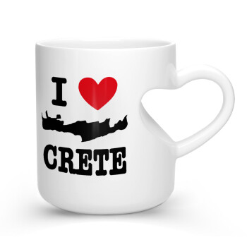 I Love Crete, Κούπα καρδιά λευκή, κεραμική, 330ml
