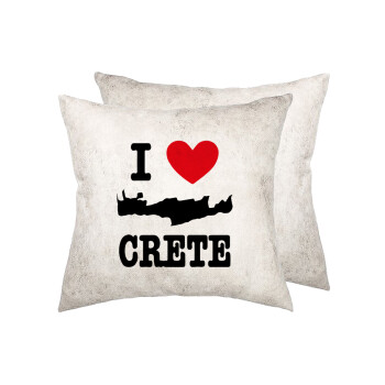 I Love Crete, Μαξιλάρι καναπέ Δερματίνη Γκρι 40x40cm με γέμισμα
