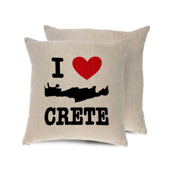 I Love Crete, Μαξιλάρι καναπέ ΛΙΝΟ 40x40cm περιέχεται το  γέμισμα