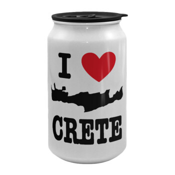 I Love Crete, Κούπα ταξιδιού μεταλλική με καπάκι (tin-can) 500ml