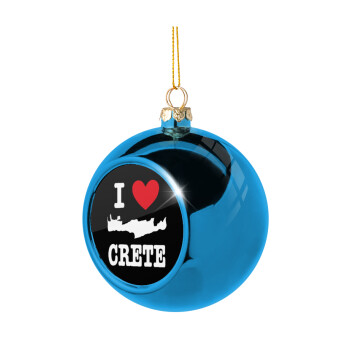 I Love Crete, Χριστουγεννιάτικη μπάλα δένδρου Μπλε 8cm