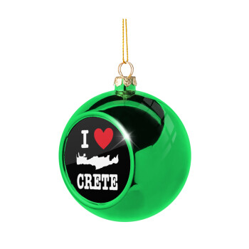 I Love Crete, Green Christmas tree ornament ball 8cm