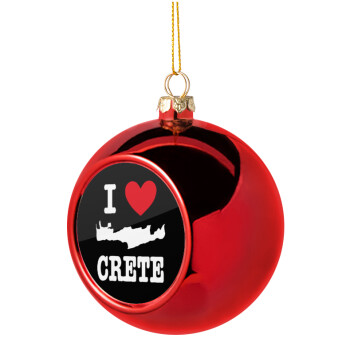 I Love Crete, Χριστουγεννιάτικη μπάλα δένδρου Κόκκινη 8cm