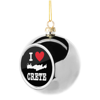 I Love Crete, Χριστουγεννιάτικη μπάλα δένδρου Ασημένια 8cm