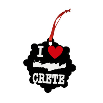 I Love Crete, Χριστουγεννιάτικο στολίδι snowflake ξύλινο 7.5cm