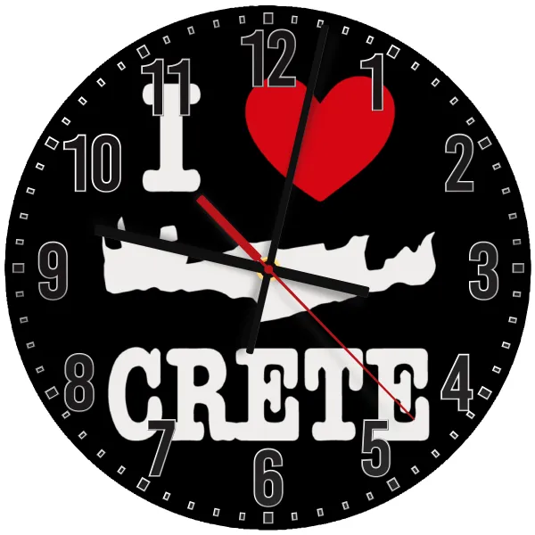 I Love Crete — Ρολόι τοίχου ξύλινο 30cm