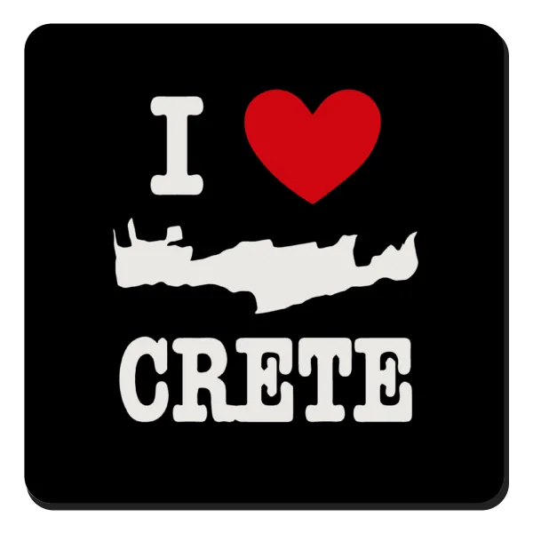 I Love Crete — Square wooden magnet, 9x9cm