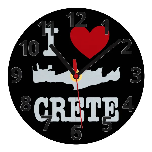 I Love Crete — Ρολόι τοίχου γυάλινο 20cm