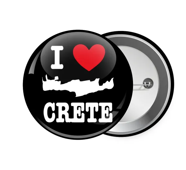 I Love Crete — Pin badge, 7.5cm