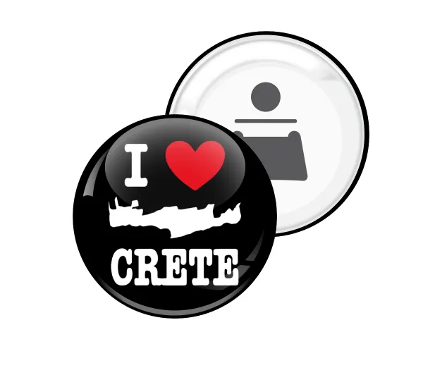 I Love Crete — Round magnet and beer bottle opener, 5.9cm