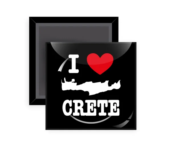 I Love Crete — Square fridge magnet, 5x5cm