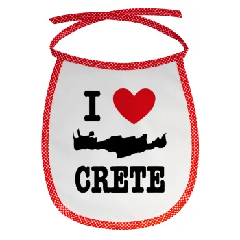 I Love Crete, Σαλιάρα μωρού αλέκιαστη με κορδόνι Κόκκινη