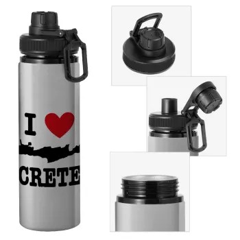 I Love Crete, Metallic water bottle with safety cap, 850ml aluminum