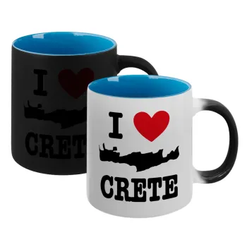 I Love Crete, Κούπα Μαγική εσωτερικό μπλε, κεραμική 330ml που αλλάζει χρώμα με το ζεστό ρόφημα