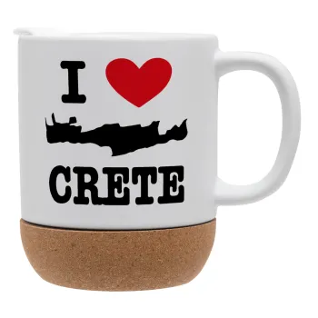 I Love Crete, Κούπα, κεραμική με βάση φελού και καπάκι (ΜΑΤ), 330ml
