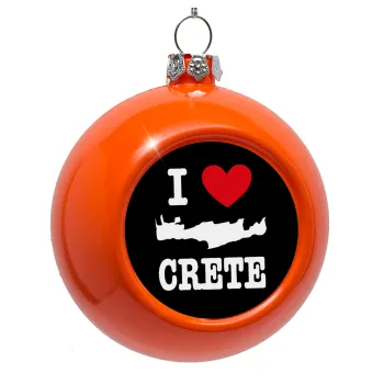I Love Crete, Orange Christmas tree ornament bauble 8cm