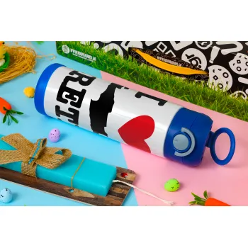 I Love Crete, Easter candle, Childrens hot water bottle, stainless steel, with safety straw, BLUE (500ml)