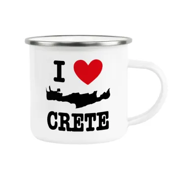 I Love Crete, Metallic enamel cup white 360ml