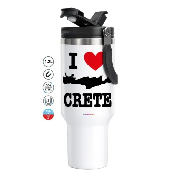 I Love Crete, Mega Stainless steel Tumbler with lid, double wall 1,2L