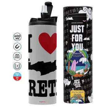 I Love Crete, Tumbler stainless steel GREY 600ml