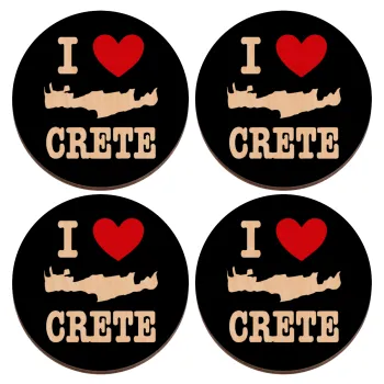 I Love Crete, ΣΕΤ x4 Σουβέρ ξύλινα στρογγυλά plywood (9cm)