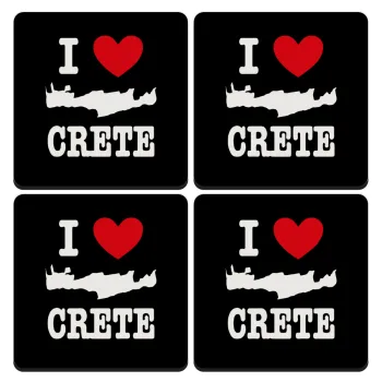 I Love Crete, ΣΕΤ 4 Σουβέρ ξύλινα τετράγωνα (9cm)
