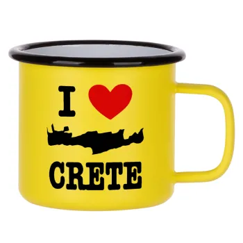 I Love Crete, Metallic enamel MATT Yellow cup 360ml