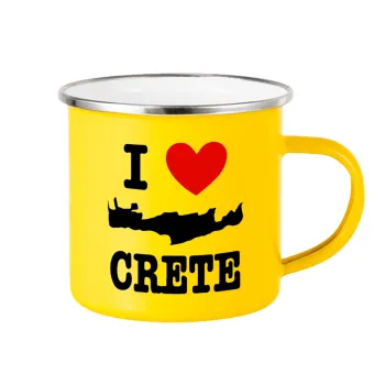 I Love Crete, Yellow Enamel Metallic Cup 360ml