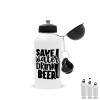 Save Water, Drink BEER, Μεταλλικό παγούρι ποδηλάτου, Λευκό, αλουμινίου 500ml
