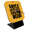 Save Water, Drink BEER, Επιτραπέζιο ρολόι ξύλινο με δείκτες (10cm)