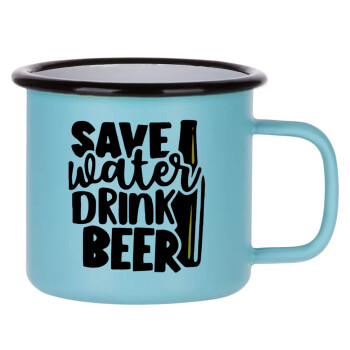 Save Water, Drink BEER, Κούπα Μεταλλική εμαγιέ ΜΑΤ σιέλ 360ml