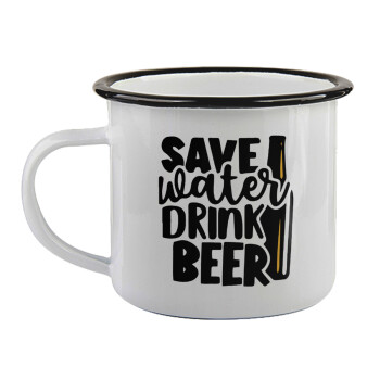 Save Water, Drink BEER, Κούπα εμαγιέ με μαύρο χείλος 360ml