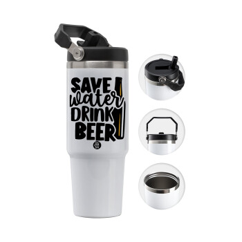 Save Water, Drink BEER, 30oz stainless Steel Tumbler with Handle