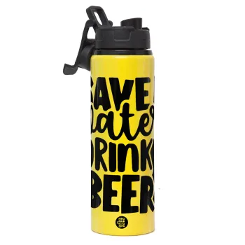 Save Water, Drink BEER, Μεταλλικό παγούρι νερού με καπάκι ασφαλείας, αλουμινίου 850ml